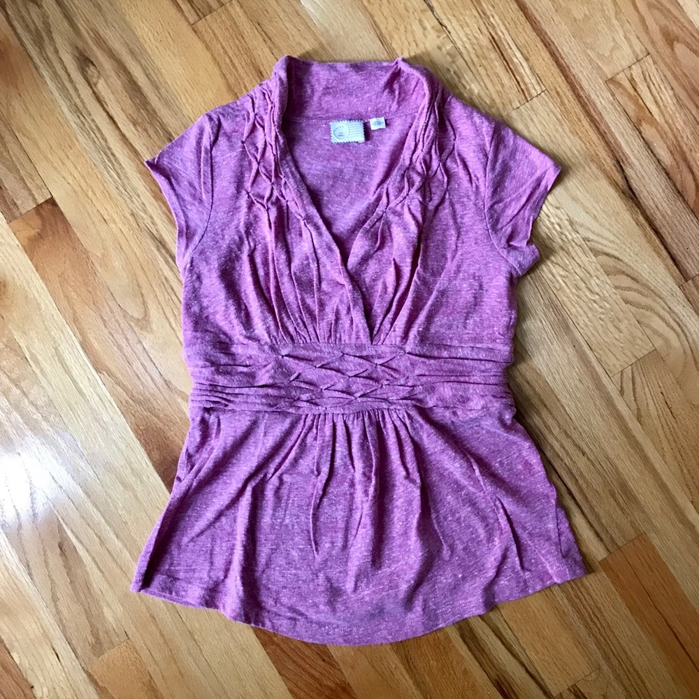 $78 Anthropologie Postmark stitched peplum top S